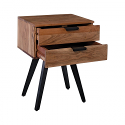 ANKO Κομοδίνο Μέταλλο Βαφή Μαύρο, Ξύλο Ακακία Φυσικό  47x35x65cm