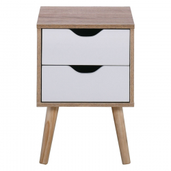 ALINA Κομοδίνο Απόχρωση Sonoma - Άσπρο - Πόδι Φυσικό  29x29x44cm