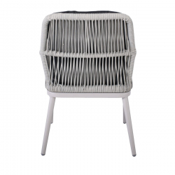 ALLEY Πολυθρόνα Τραπεζαρίας Κήπου ALU, Rope Grey 6mm, Μαξιλάρια Ανθρακί  62x64x85cm