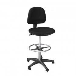 BF501 Σκαμπό Reception - Ταμείου με Πλάτη, Ύφασμα Μαύρο  60x60x100/122cm