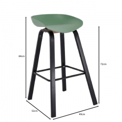 PENT Σκαμπό Bar, Μέταλλο Βαφή Μαύρο, PP Πράσινο  49x52x72/84cm