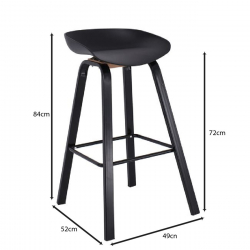 PENT Σκαμπό Bar, Μέταλλο Βαφή Μαύρο, PP Μαύρο  49x52x72/84cm