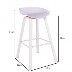 PENT Σκαμπό Bar, Μέταλλο Βαφή Άσπρο, PP Άσπρο  49x52x72/84cm