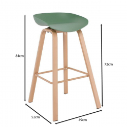 PENT Σκαμπό Bar, Μέταλλο Βαφή Φυσικό, PP Πράσινο  49x52x72/84cm