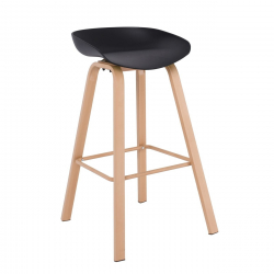 PENT Σκαμπό Bar, Μέταλλο Βαφή Φυσικό, PP Μαύρο  49x52x72/84cm