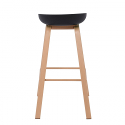 PENT Σκαμπό Bar, Μέταλλο Βαφή Φυσικό, PP Μαύρο  49x52x72/84cm