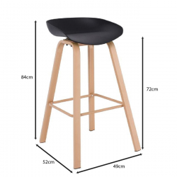 PENT Σκαμπό Bar, Μέταλλο Βαφή Φυσικό, PP Μαύρο  49x52x72/84cm