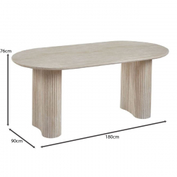 DIAZ Τραπέζι Τραπεζαρίας, ΜDF Απόχρωση Natural Stone  180x90x76cm