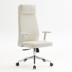 BF8800 Πολυθρόνα Γραφείου Διευθυντή, Pu Άσπρο, Βάση &  63x75x115/121cm
