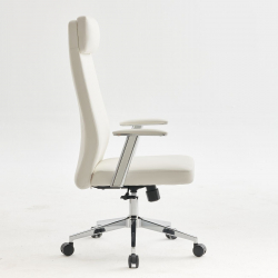 BF8800 Πολυθρόνα Γραφείου Διευθυντή, Pu Άσπρο, Βάση &  63x75x115/121cm