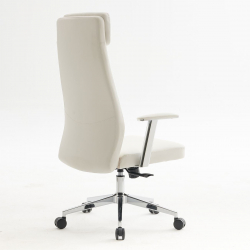 BF8800 Πολυθρόνα Γραφείου Διευθυντή, Pu Άσπρο, Βάση &  63x75x115/121cm