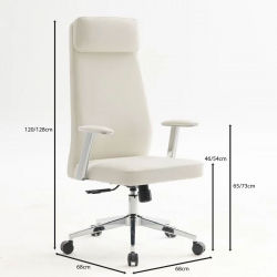 BF8800 Πολυθρόνα Γραφείου Διευθυντή, Pu Άσπρο, Βάση &  63x75x115/121cm