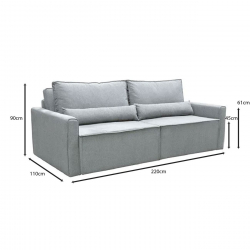 LIDRA Καναπές – Κρεβάτι 2Θέσιος, Ύφασμα Γκρι  Sofa:220x110x90 Bed:137x196cm