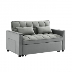 TEMPO Καναπές - Κρεβάτι, Με ανάκλιση πλάτης, Ύφασμα Velure Γκρι  137x98x77 Κρεβάτι:117x178x43cm