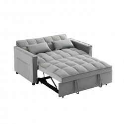 TEMPO Καναπές - Κρεβάτι, Με ανάκλιση πλάτης, Ύφασμα Velure Γκρι  137x98x77 Κρεβάτι:117x178x43cm