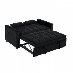 TEMPO Καναπές - Κρεβάτι, Με ανάκλιση πλάτης, Ύφασμα Velure Μαύρο  137x98x77 Κρεβάτι:117x178x43cm