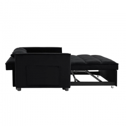 TEMPO Καναπές - Κρεβάτι, Με ανάκλιση πλάτης, Ύφασμα Velure Μαύρο  137x98x77 Κρεβάτι:117x178x43cm