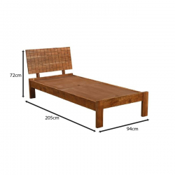 CAPITAL Κρεβάτι Μονό, για Στρώμα 90x200cm, Ακακία Φυσικό  94x205x72cm