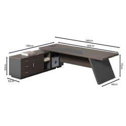 MASTER Γραφείο Αριστερή Γωνία, Απόχρωση Grey Walnut  180x90x75/180x50x62cm