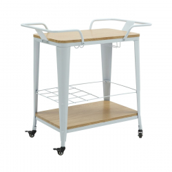 RELIX Trolley Bar-Pro Μέταλλο Βαφή Άσπρο, MDF Απόχρωση Φυσικό  86x51x86cm