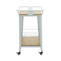 RELIX Trolley Bar-Pro Μέταλλο Βαφή Άσπρο, MDF Απόχρωση Φυσικό  86x51x86cm