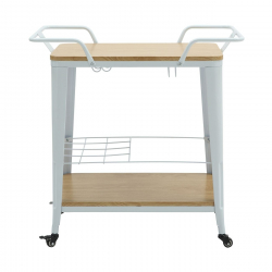 RELIX Trolley Bar-Pro Μέταλλο Βαφή Άσπρο, MDF Απόχρωση Φυσικό  86x51x86cm