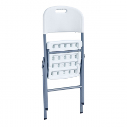 BLOW Καρέκλα Πτυσσόμενη, Μέταλλο Βαφή Γκρι, HDPE Άσπρο  56x47x84cm