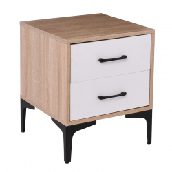 MERRANO Κομοδίνο με 2 Συρτάρια Απόχρωση Sonoma-Άσπρο  40x40x48cm