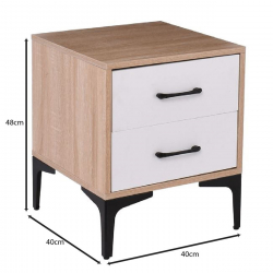 MERRANO Κομοδίνο με 2 Συρτάρια Απόχρωση Sonoma-Άσπρο  40x40x48cm