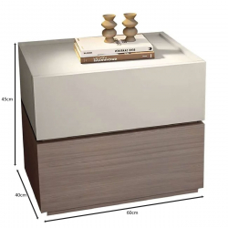 VANITY Κομοδίνο, Αποχρώσεων Sonoma Oak & Cream, με Αποσπώμενα χρωματικά Μέρη  60x40x45cm