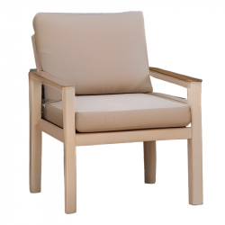 Σαλόνι κήπου Fashionable pakoworld σετ 4τμχ ύφασμα μπεζ-λευκό αλουμίνιο (118x72x67εκ)