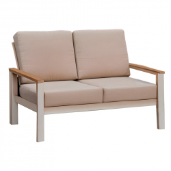 Σαλόνι κήπου Fashionable pakoworld σετ 4τμχ ύφασμα μπεζ-λευκό αλουμίνιο (118x72x67εκ)