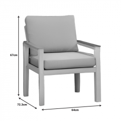 Σαλόνι κήπου Fashionable pakoworld σετ 4τμχ ύφασμα μπεζ-λευκό αλουμίνιο (118x72x67εκ)