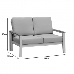 Σαλόνι κήπου Fashionable pakoworld σετ 4τμχ ύφασμα μπεζ-λευκό αλουμίνιο (118x72x67εκ)