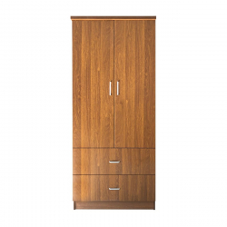 CLOSET Ντουλάπα Δίφυλλη, Ράφι, Θέσεις για Κρεμάστρες, 2 Συρτάρια, Απόχρωση Καρυδί  80x50x180cm