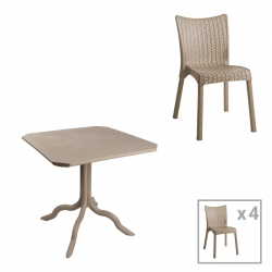Τραπεζαρία Groovy-Confident pakoworld σετ 5τεμ PP cappuccino 80x80x74,5εκ. (80x80x74,5εκ)