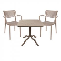 Τραπεζαρία Groovy-Frontline pakoworld σετ 3τεμ PP cappuccino 80x80x74,5εκ. (80x80x74,5εκ)