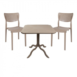 Τραπεζαρία Groovy-Ignite pakoworld σετ 3τεμ PP cappuccino 80x80x74,5εκ. (80x80x74,5εκ)