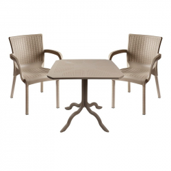 Τραπεζαρία Groovy-Festive pakoworld σετ 3τεμ PP cappuccino 80x80x74,5εκ. (80x80x74,5εκ)