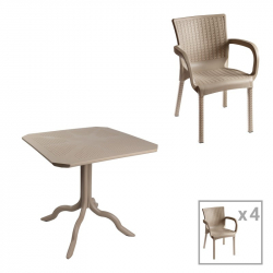 Τραπεζαρία Groovy-Festive pakoworld σετ 5τεμ PP cappuccino 80x80x74,5εκ. (80x80x74,5εκ)