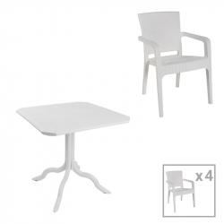 Τραπεζαρία Groovy-Halcyon pakoworld σετ 5τεμ PP λευκό 80x80x74,5εκ. (80x80x74,5εκ)