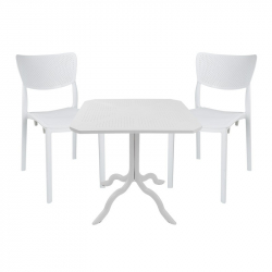 Τραπεζαρία Groovy-Ignite pakoworld σετ 3τεμ PP λευκό 80x80x74,5εκ. (80x80x74,5εκ)