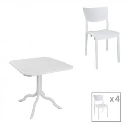 Τραπεζαρία Groovy-Ignite pakoworld σετ 5τεμ PP λευκό 80x80x74,5εκ. (80x80x74,5εκ)