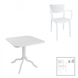 Τραπεζαρία Groovy-Fontline pakoworld σετ 5τεμ PP λευκό 80x80x74,5εκ. (80x80x74,5εκ)
