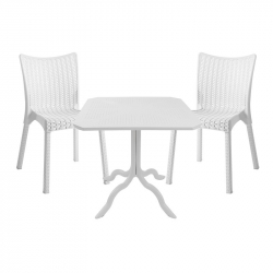 Τραπεζαρία Groovy-Confident pakoworld σετ 3τεμ PP λευκό 80x80x74,5εκ. (80x80x74,5εκ)