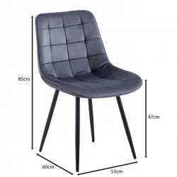 MYRIAM-R Καρέκλα Τραπεζαρίας, Μέταλλο Βαφή Μαύρο, Ύφασμα Velure Απόχρωση Σκούρο Γκρι  53x60x85cm