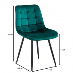 MYRIAM-R Καρέκλα Τραπεζαρίας, Μέταλλο Βαφή Μαύρο, Ύφασμα Velure Απόχρωση Forest Green  53x60x85cm