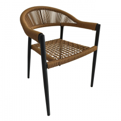 MADISON Πολυθρόνα Βεράντας- Κήπου, ALU Ανθρακί, Rope Wicker Φυσικό, Στοιβαζόμενη  58x56x78cm