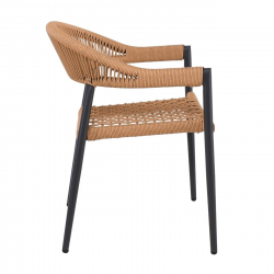 MADISON Πολυθρόνα Βεράντας- Κήπου, ALU Ανθρακί, Rope Wicker Φυσικό, Στοιβαζόμενη  58x56x78cm