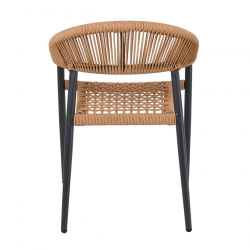 MADISON Πολυθρόνα Βεράντας- Κήπου, ALU Ανθρακί, Rope Wicker Φυσικό, Στοιβαζόμενη  58x56x78cm
